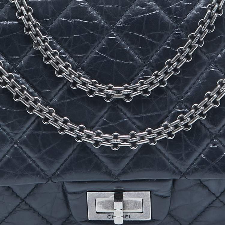 Chanel Navy Blue Quilted Aged Leather Reissue 2.55 Flap Bag