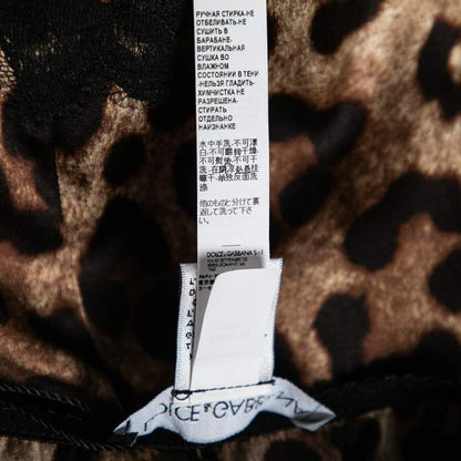 Dolce & Gabbana Leopard Print Silk Lace Trim Top – Size XL – Brand New