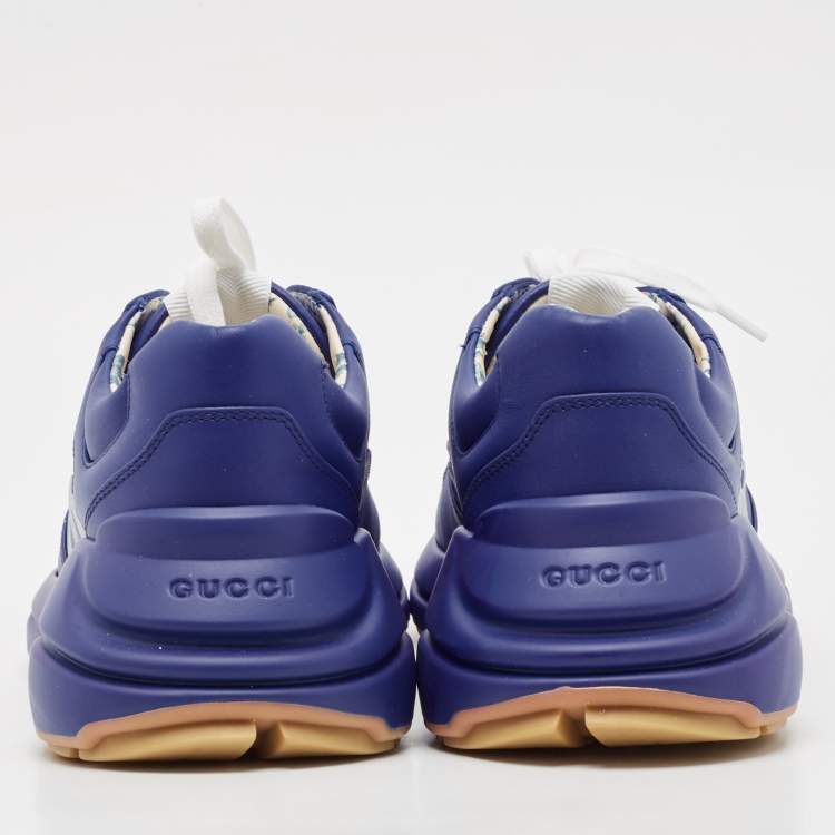 Gucci Blue Leather NY Yankees Rhyton Sneakers 41.5