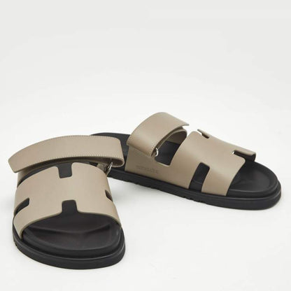 Hermès Grey Leather Chypre Sandals 42.5