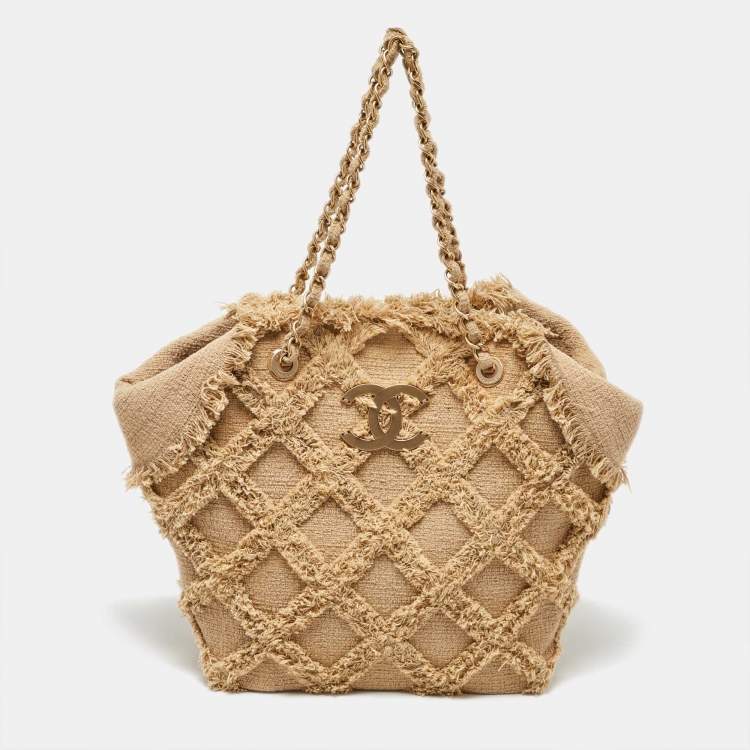 Chanel Beige Tweed CC Nature Tote Bag