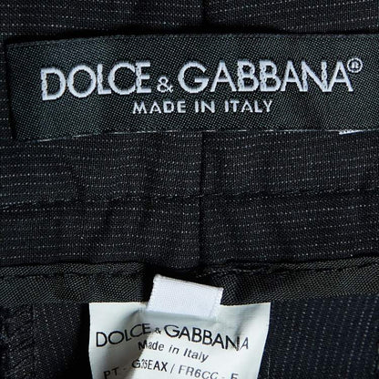 Dolce & Gabbana Black Pinstriped Cotton Tapered Trousers – Size XXL
