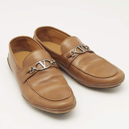 Valentino Brown Leather VLogo Loafers Size 41