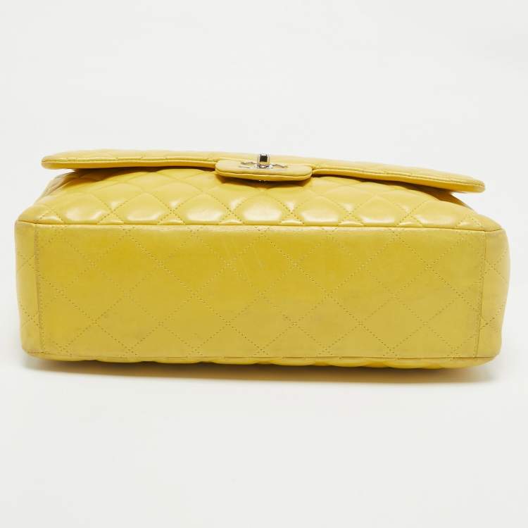 Chanel Yellow Quilted Lambskin Maxi Classic Single Flap Bag – Fair Condition