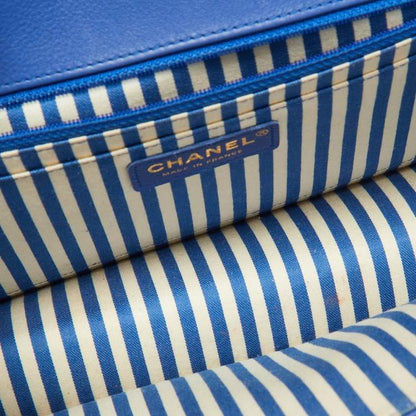 Chanel Blue Chevron Leather Medium Coco Envelope Flap Bag – Gold Hardware