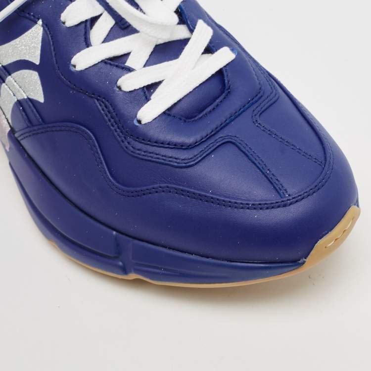 Gucci Blue Leather NY Yankees Rhyton Sneakers 41.5