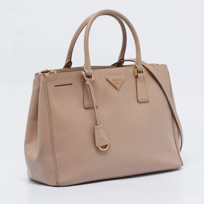 Prada Dusty Pink Saffiano Leather Medium Double Zip Tote