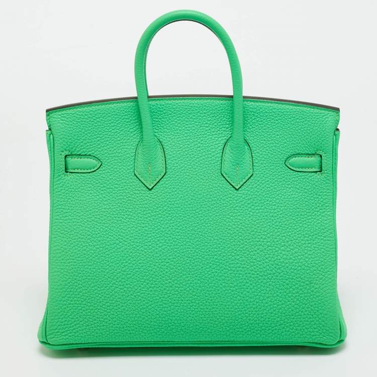 Hermès Vert Comic Togo Leather Palladium Finish Birkin 25 Bag