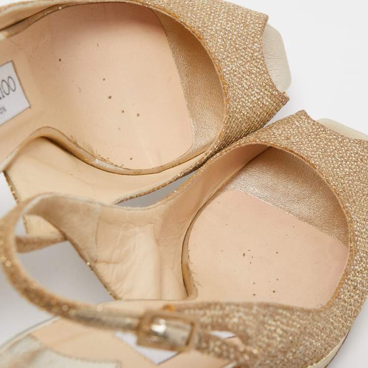 Jimmy Choo Gold Lurex Nova Slingback Heels Size 39