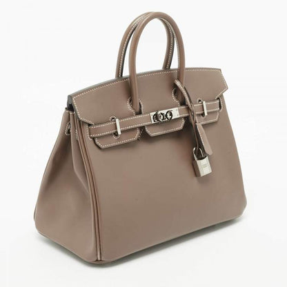 Hermès Birkin 25 Etoupe Tadelakt Leather Bag