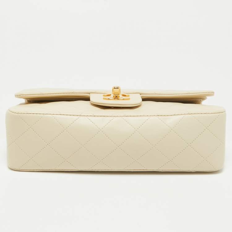 Chanel Small Classic Double Flap Bag in Cream Quilted Leather