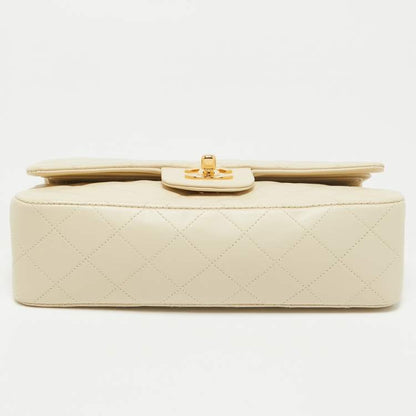 Chanel Small Classic Double Flap Bag in Cream Quilted Leather