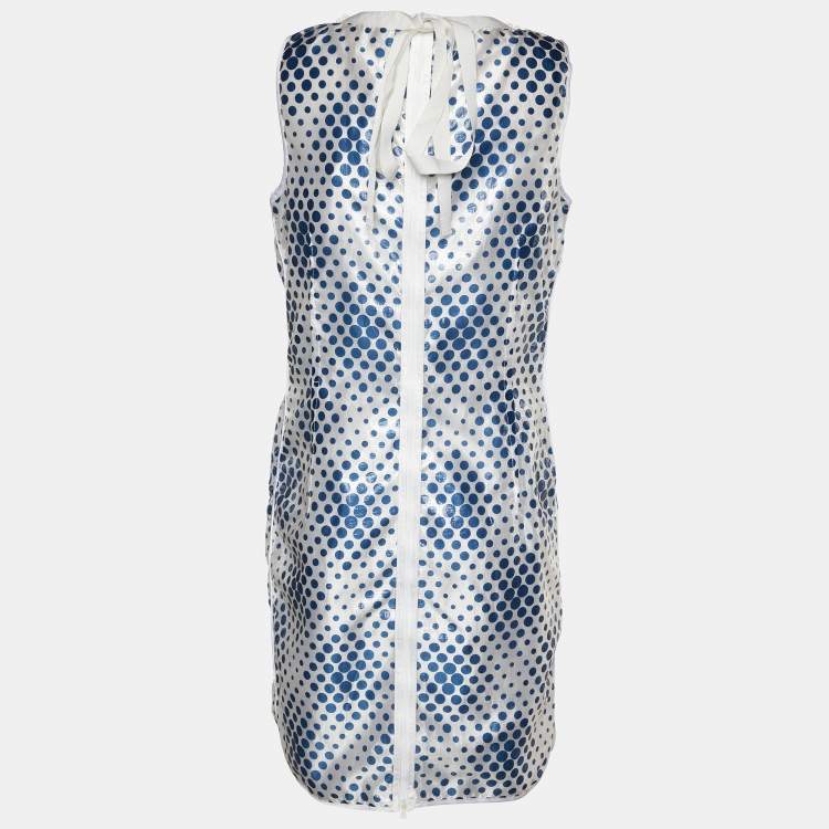 D&G White & Blue Dot Silk Blend Sleeveless Midi Dress – Size L – Brand New