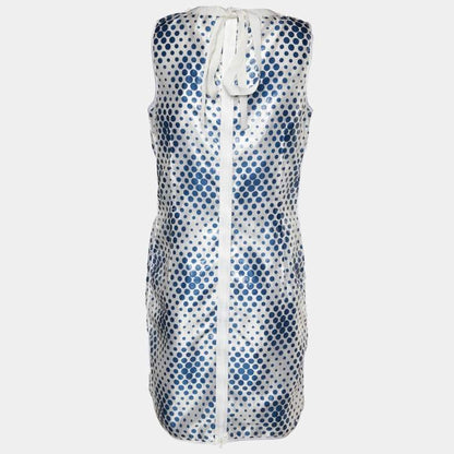 D&G White & Blue Dot Silk Blend Sleeveless Midi Dress – Size L – Brand New