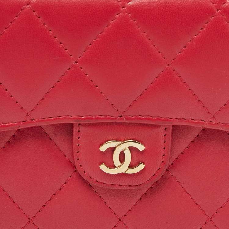 Chanel Red Quilted Leather Trifold CC Wallet – Good Condition