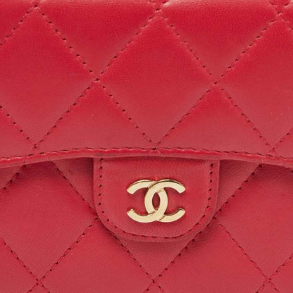 Chanel Red Quilted Leather Trifold CC Wallet – Good Condition