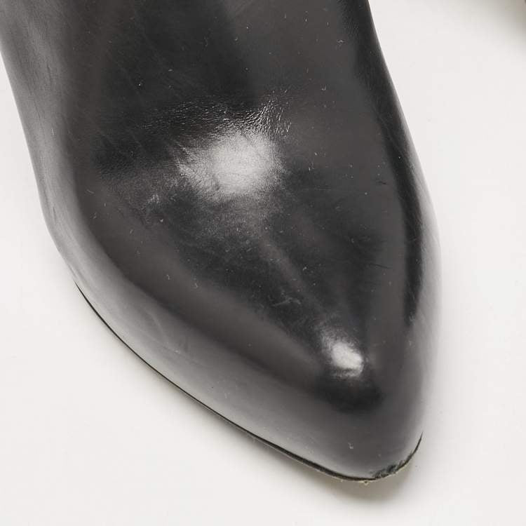 Dior Black Leather Zipped Ankle Length Boots Size 36