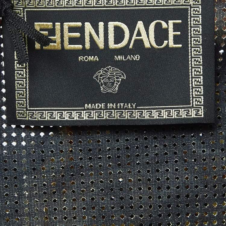 Fendi x Versace Brown Zucca Baroque Crystal Embellished Dress – Size M – Brand New