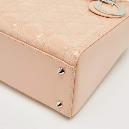 Dior Medium Lady Dior Tote – Peach Patent Cannage Leather