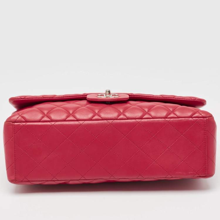 Chanel Red Quilted Leather Maxi Classic Single Flap Bag