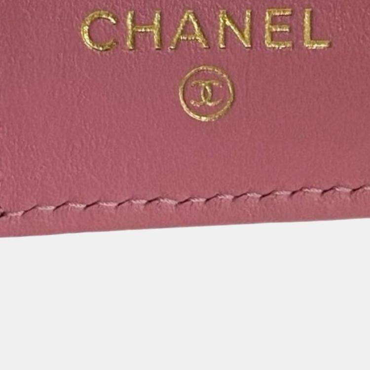 Chanel Pink Quilted Caviar Boy Flap Compact Wallet