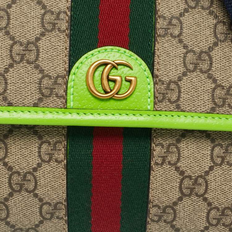 Gucci Neon Green/Beige GG Supreme Ophidia Belt Bag