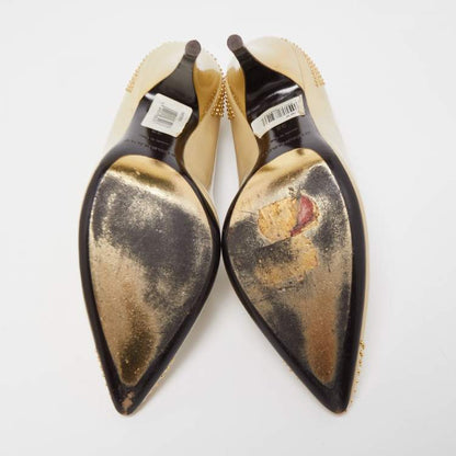 Burberry Beige Patent Leather Studded Pumps Size 38