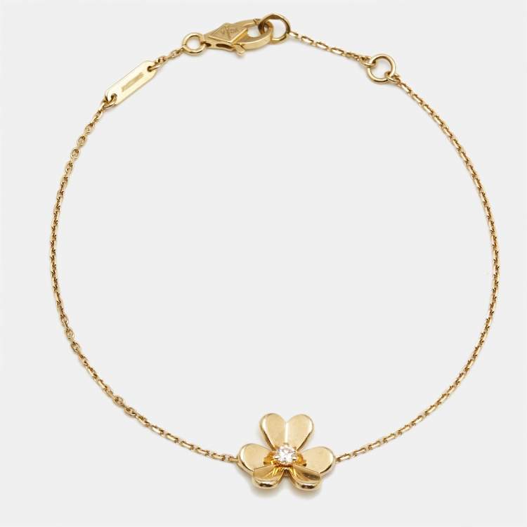 Van Cleef & Arpels Frivole Diamond 18k Yellow Gold Mini Bracelet