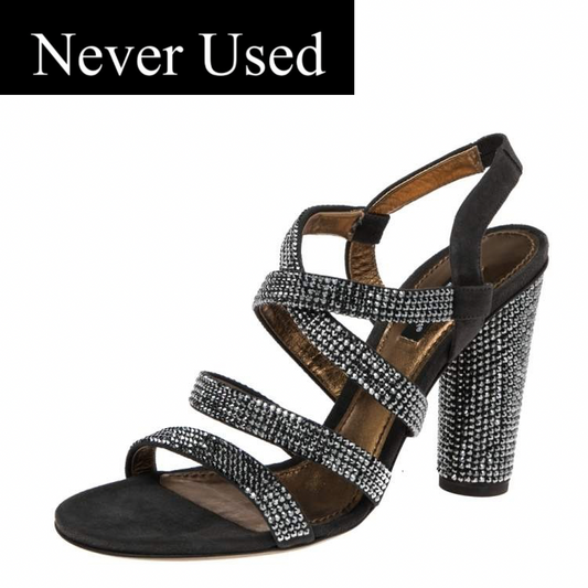 Dolce & Gabbana Embellished Suede Block Heels – Size 38.5