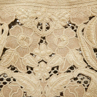 Valentino Beige Canvas & Raffia Flower Tote