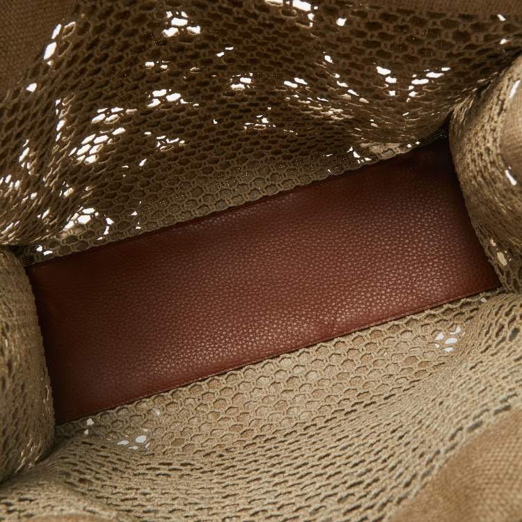 Valentino Beige Canvas & Raffia Flower Tote