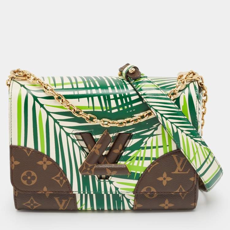 Louis Vuitton Vert Blanc Palm Print Monogram Twist MM Bag