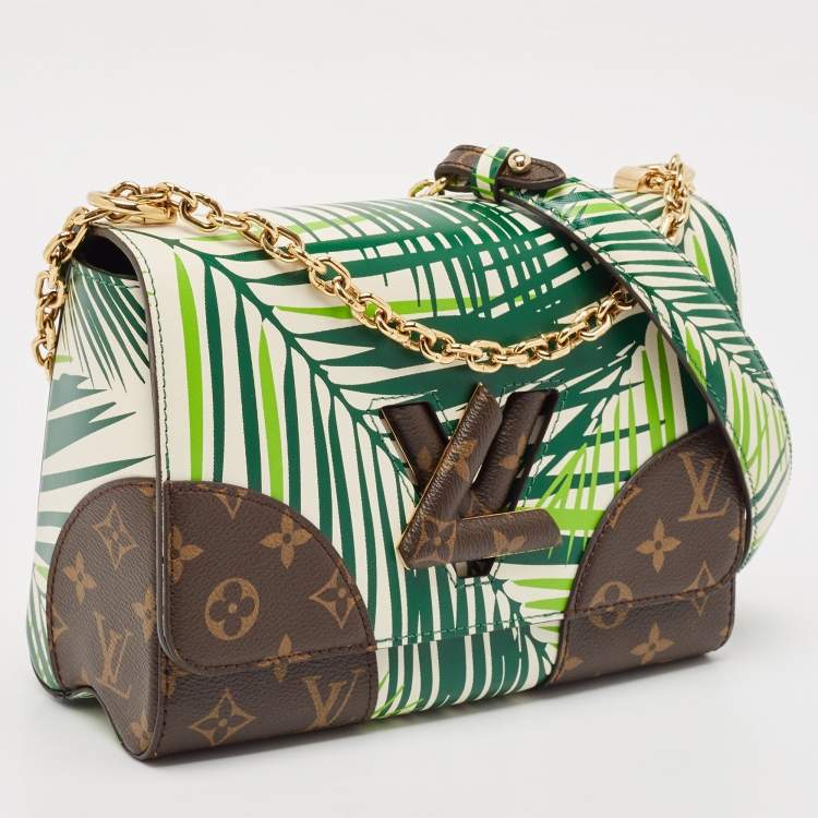 Louis Vuitton Vert Blanc Palm Print Monogram Twist MM Bag