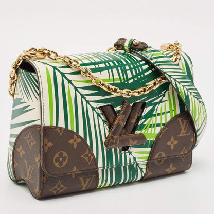Louis Vuitton Vert Blanc Palm Print Monogram Twist MM Bag