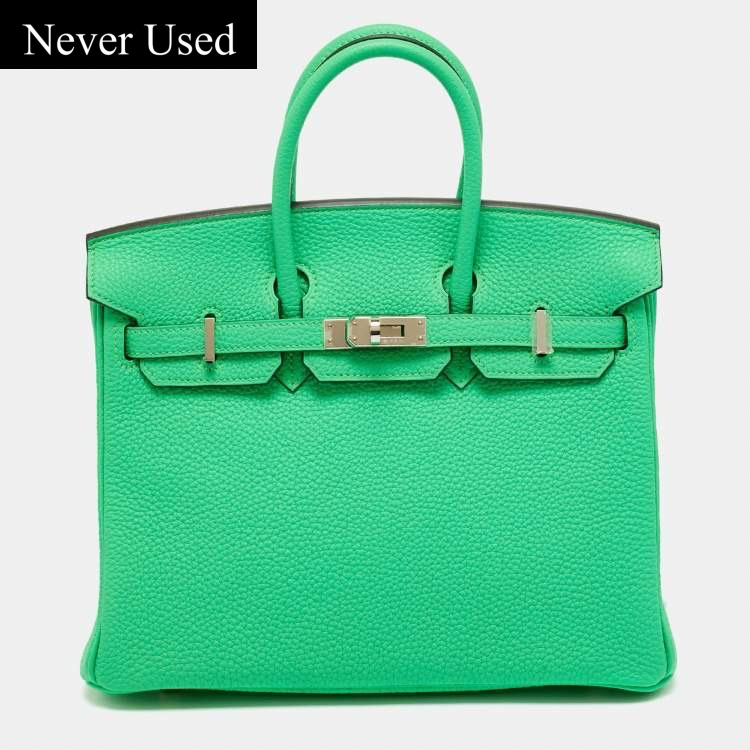 Hermès Vert Comic Togo Leather Palladium Finish Birkin 25 Bag