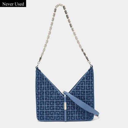 Givenchy Blue Monogram Denim & Leather Cut Out Chain Bag